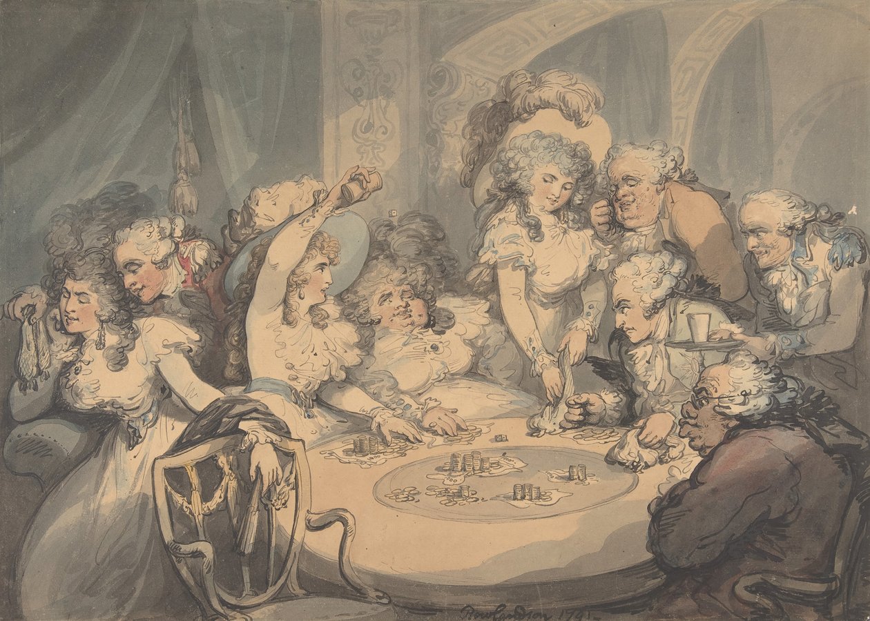 Ett spelbord i Devonshire House, 1791. av Thomas Rowlandson