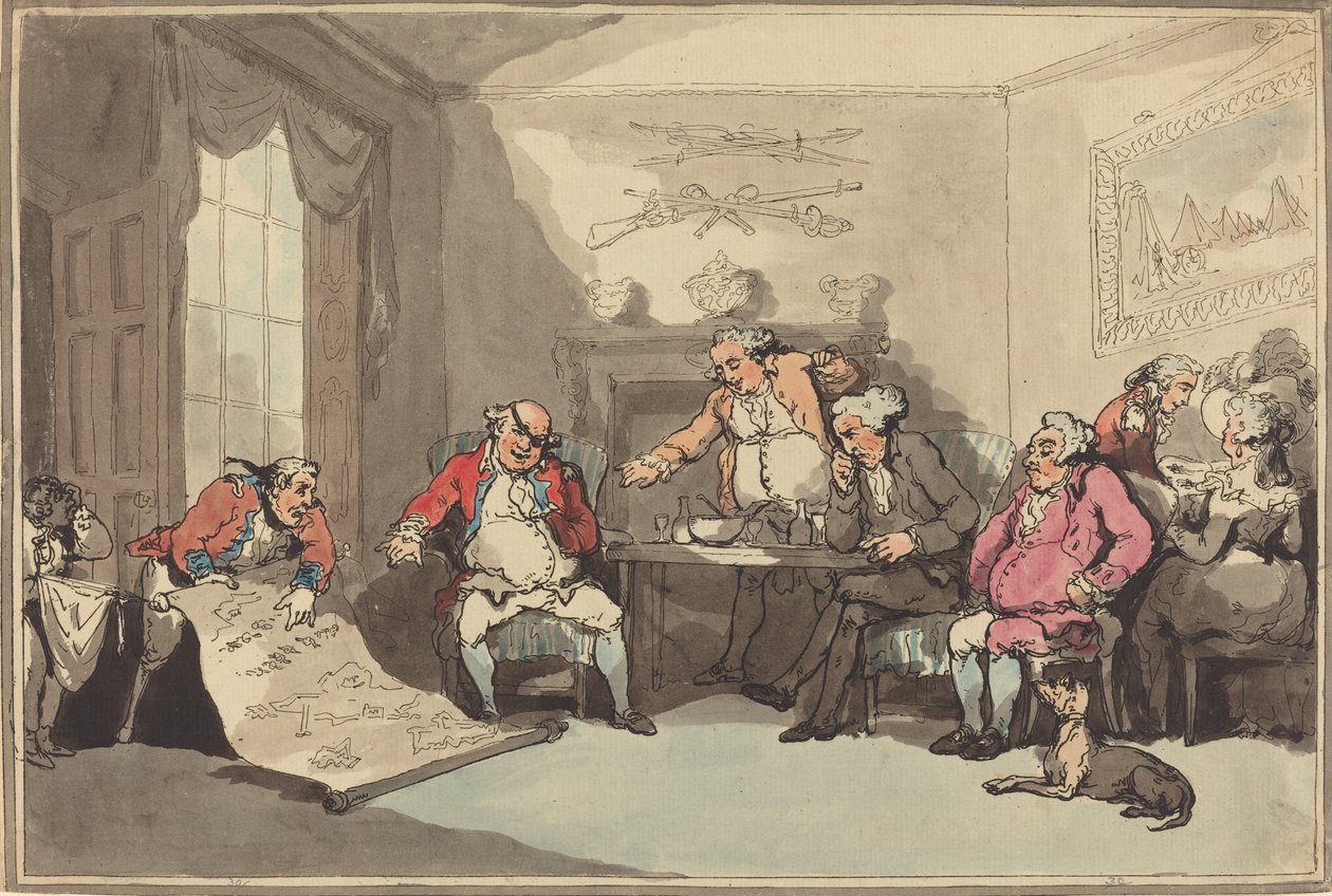Ett milismöte, troligen 1799. av Thomas Rowlandson