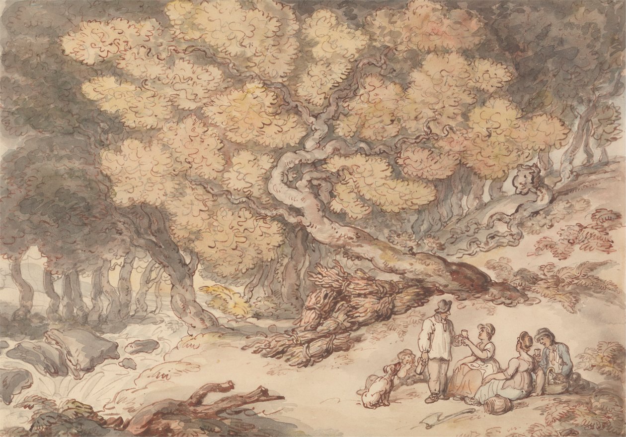 En vedhuggarpicknick av Thomas Rowlandson