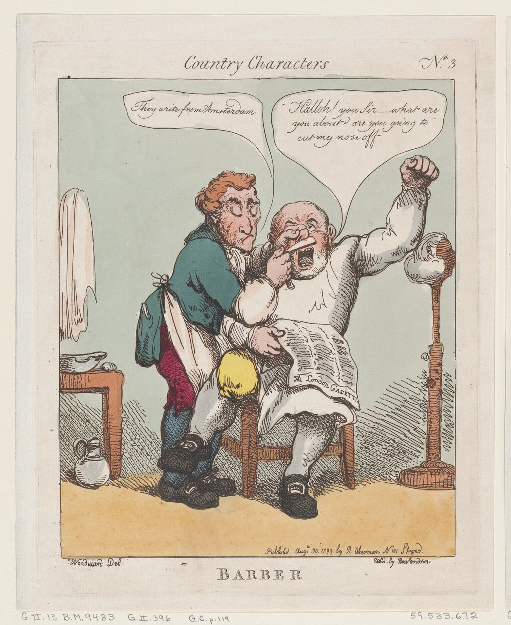 Frisör, 30 augusti 1799, 30 augusti 1799. av Thomas Rowlandson