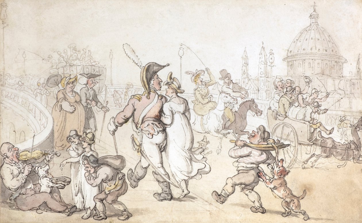 Blackfriars Bridge (akvarell) av Thomas Rowlandson