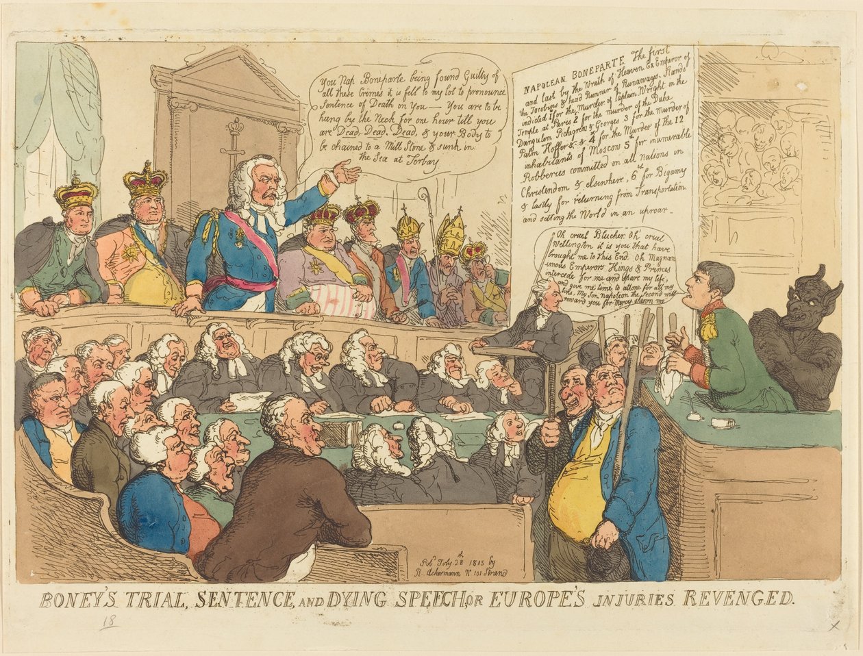 Boneys rättegång, dom och döende tal av Thomas Rowlandson