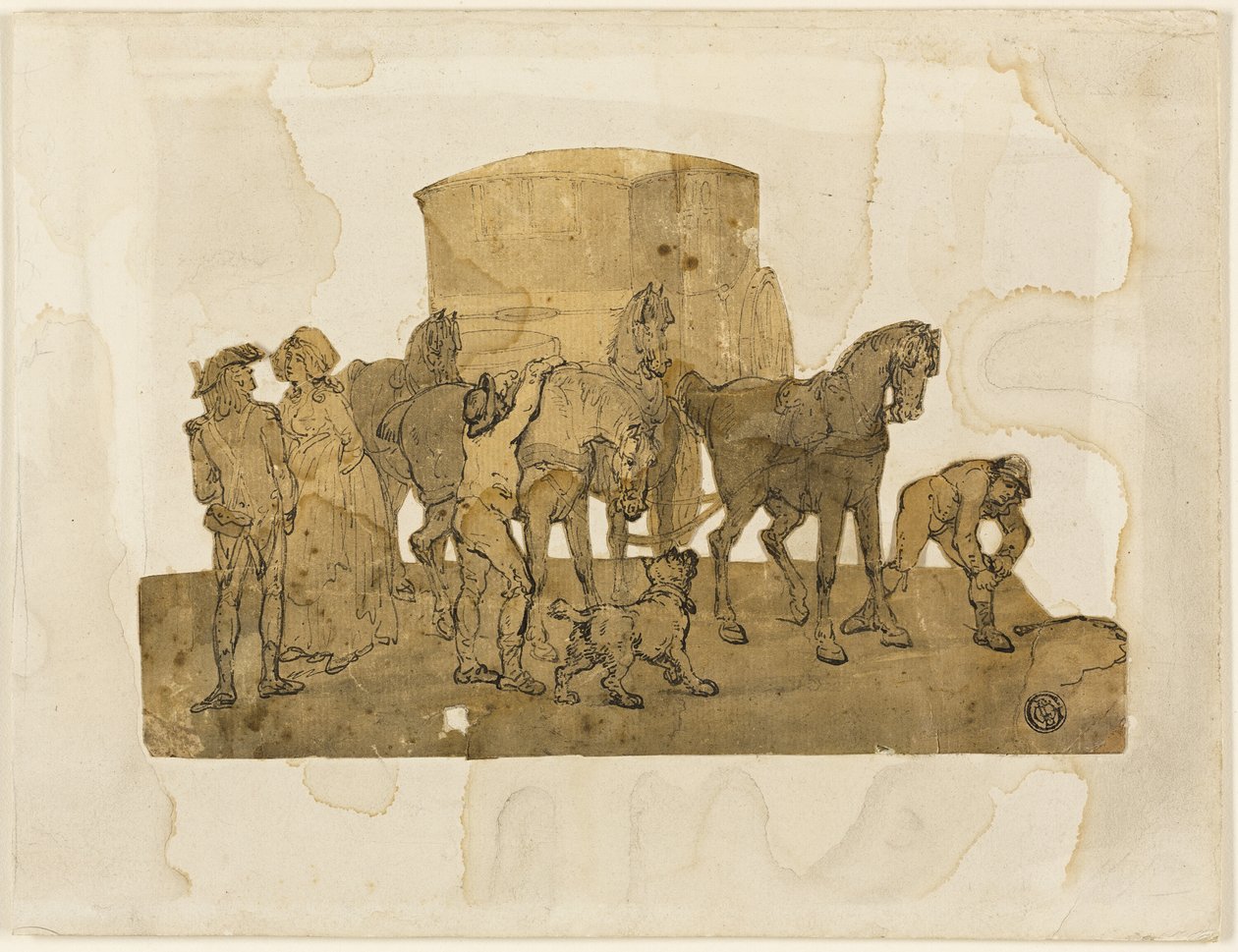 Vagnhästar och Hostlers av Thomas Rowlandson