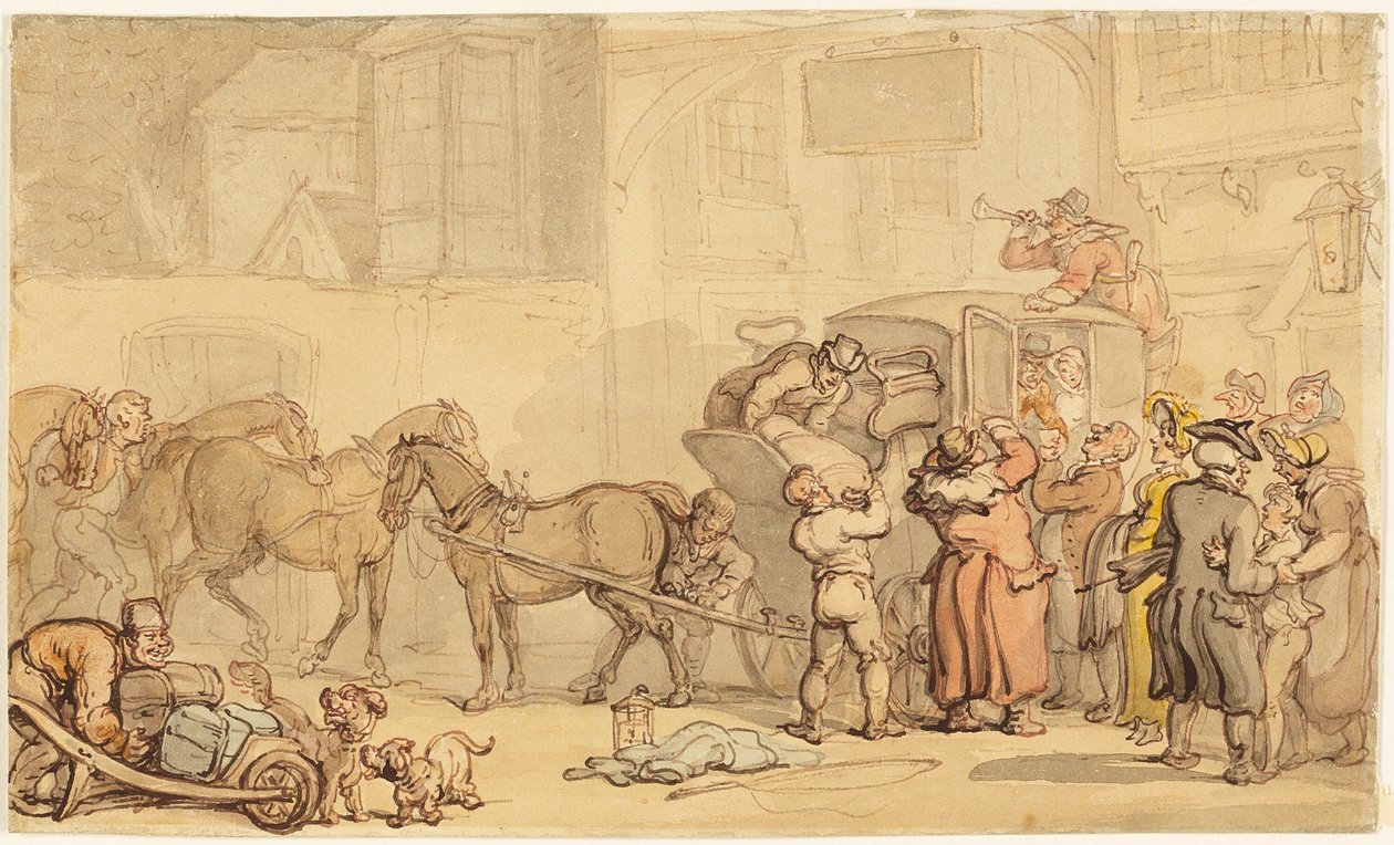 Coach som byter hästar av Thomas Rowlandson