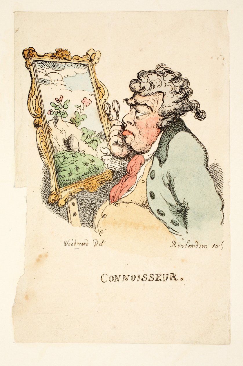Connoisseur, (handfärgad gravyr) av Thomas Rowlandson
