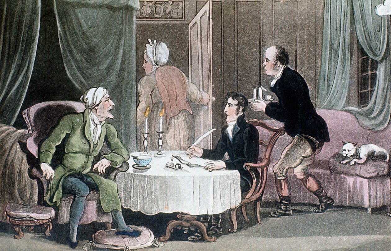Doktor Syntax gör sitt testamente, c1816 av Thomas Rowlandson