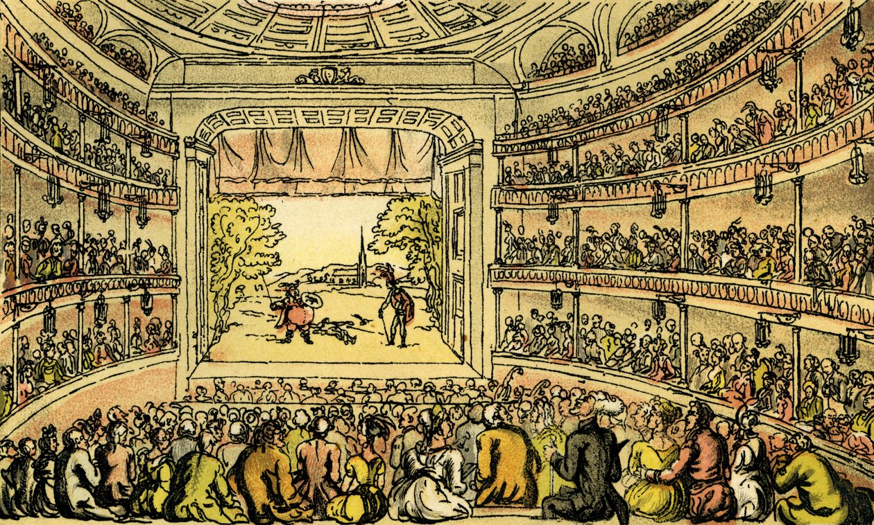 "Dr Syntax på Covent Garden Theatre" av Thomas Rowlandson
