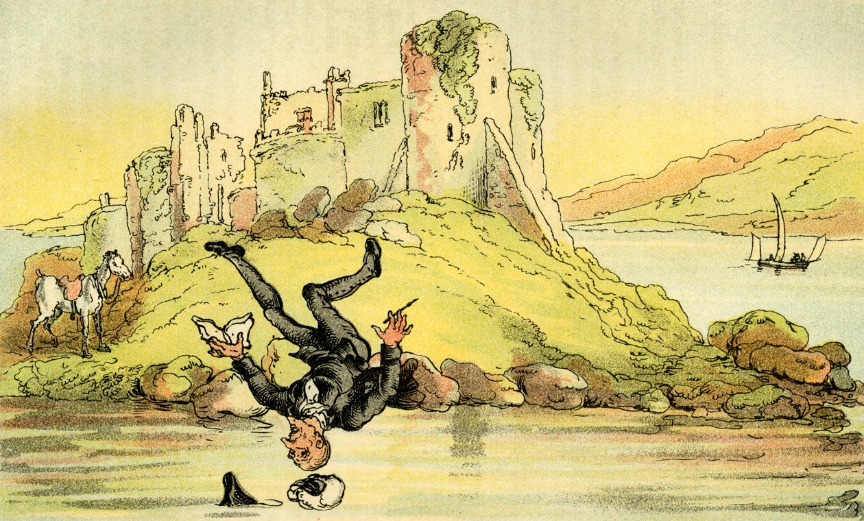 "Dr Syntax tumlar i vattnet" av Thomas Rowlandson