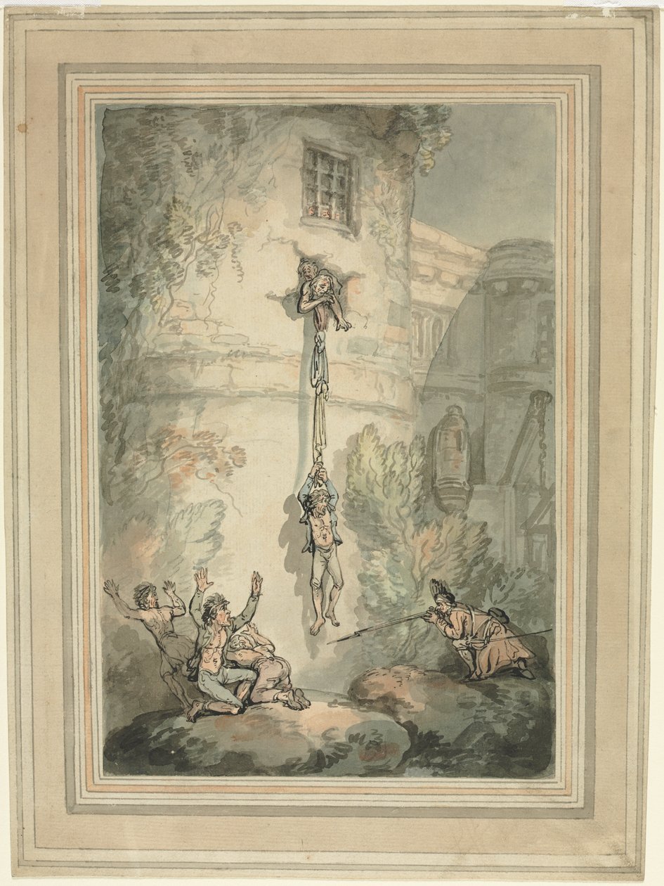 Flykt av franska fångar av Thomas Rowlandson