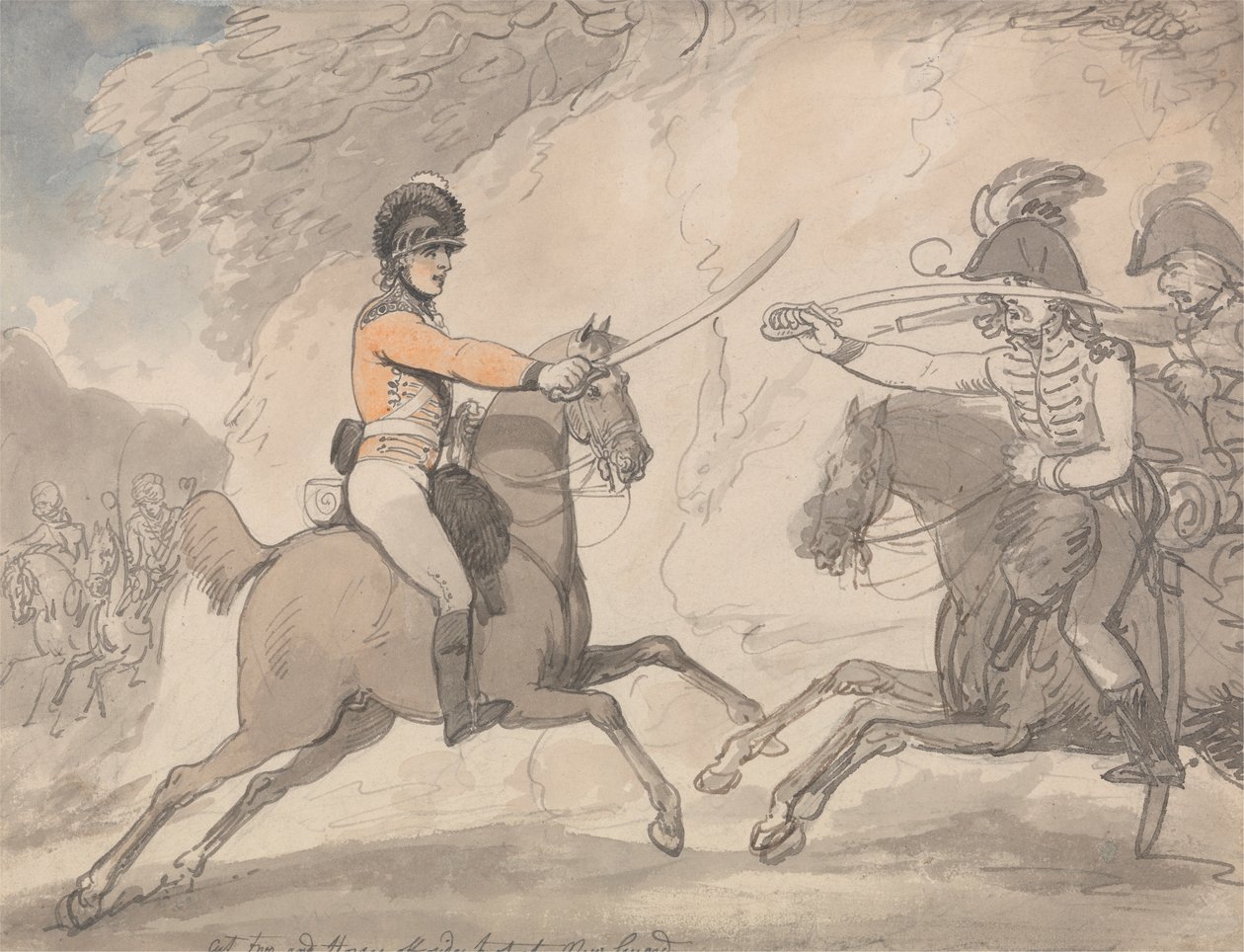 Ungerska och Highland Broadsword Exercise av Thomas Rowlandson