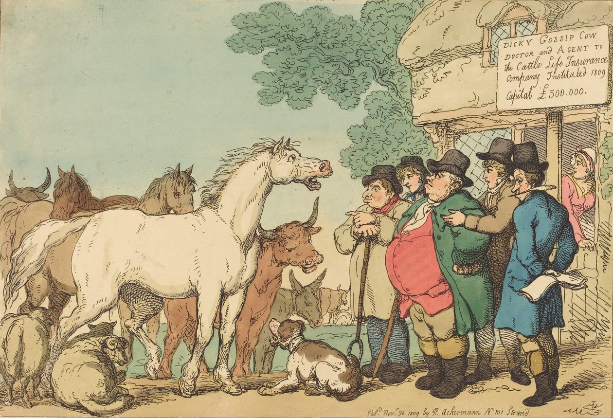 Försäkringsbar boskap, utgiven 1809. av Thomas Rowlandson
