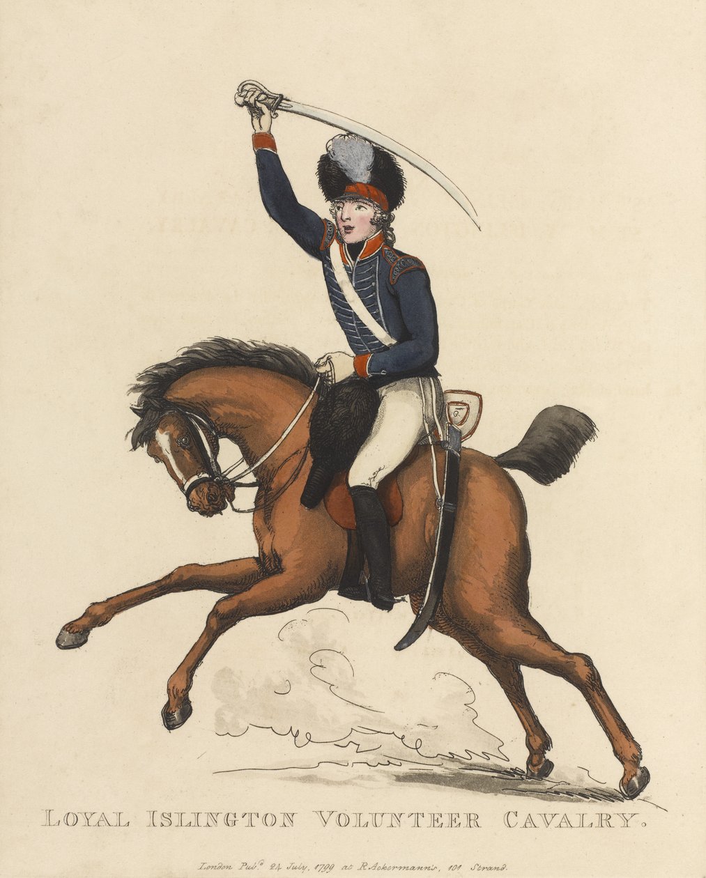 Loyal Islington Volunteer Cavalry, ca 1799 (färgad akvatint) av Thomas Rowlandson