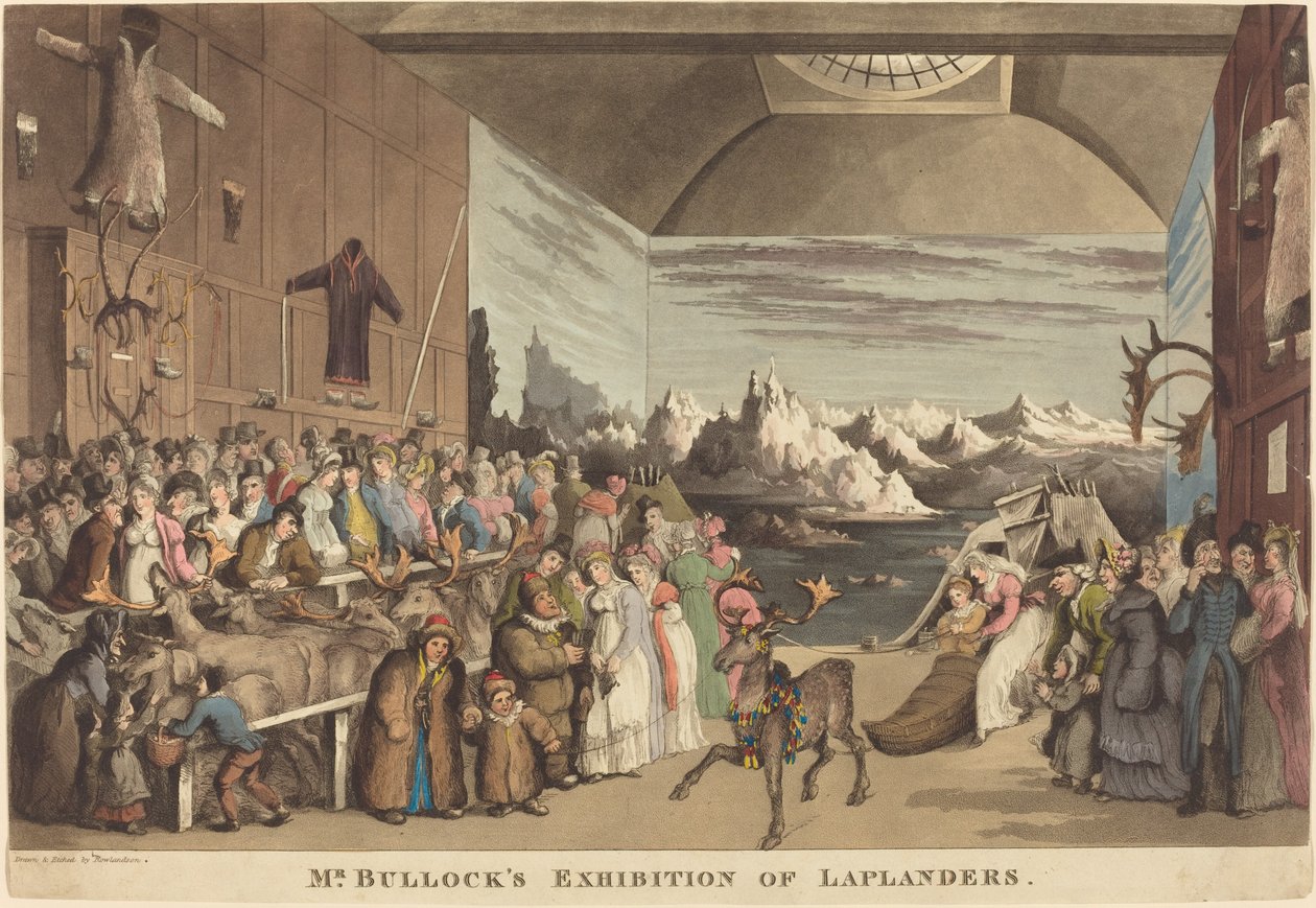 Mr Bullocks utställning av lappländare av Thomas Rowlandson