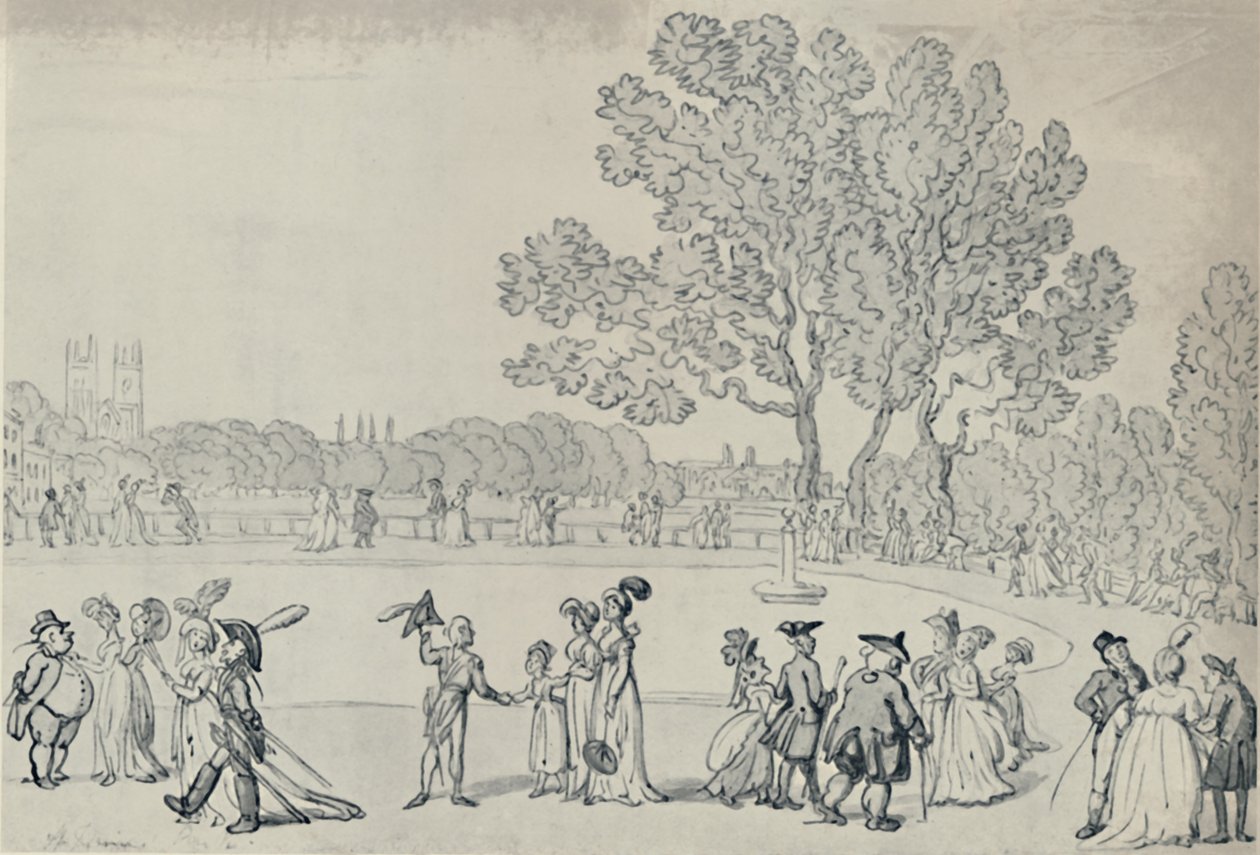 Promenade i Green Park, 1808, 1920 av Thomas Rowlandson