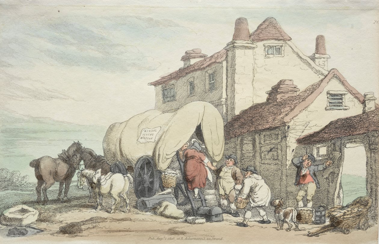 Richardsons Show: A Flying Wagon, 1816. av Thomas Rowlandson