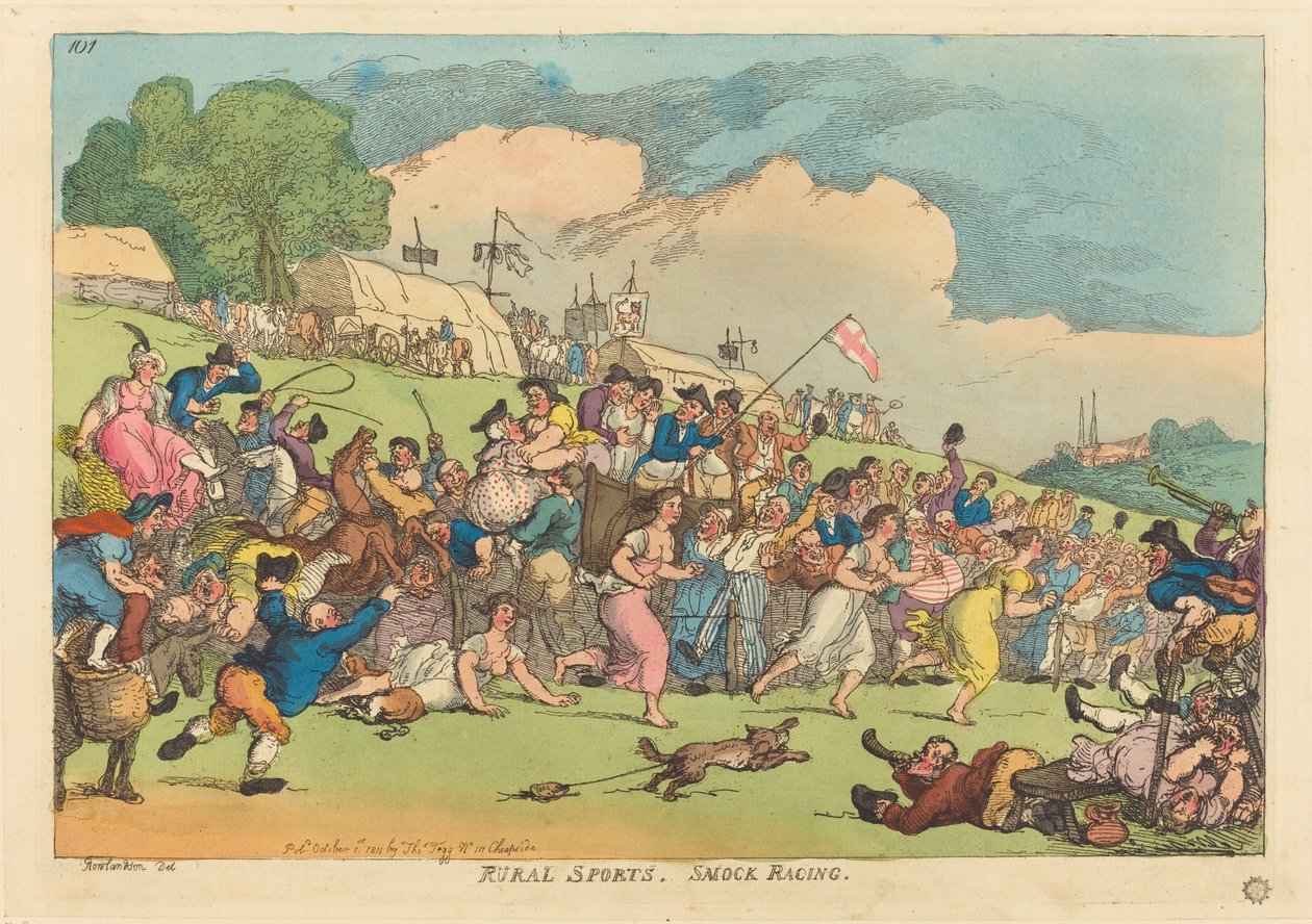 Landsbygdsidrott. Smock Racing av Thomas Rowlandson