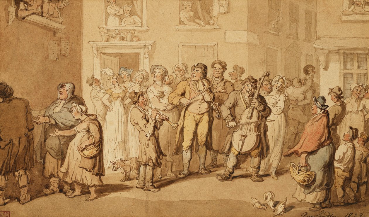 Gatumusikanter, 1823 av Thomas Rowlandson