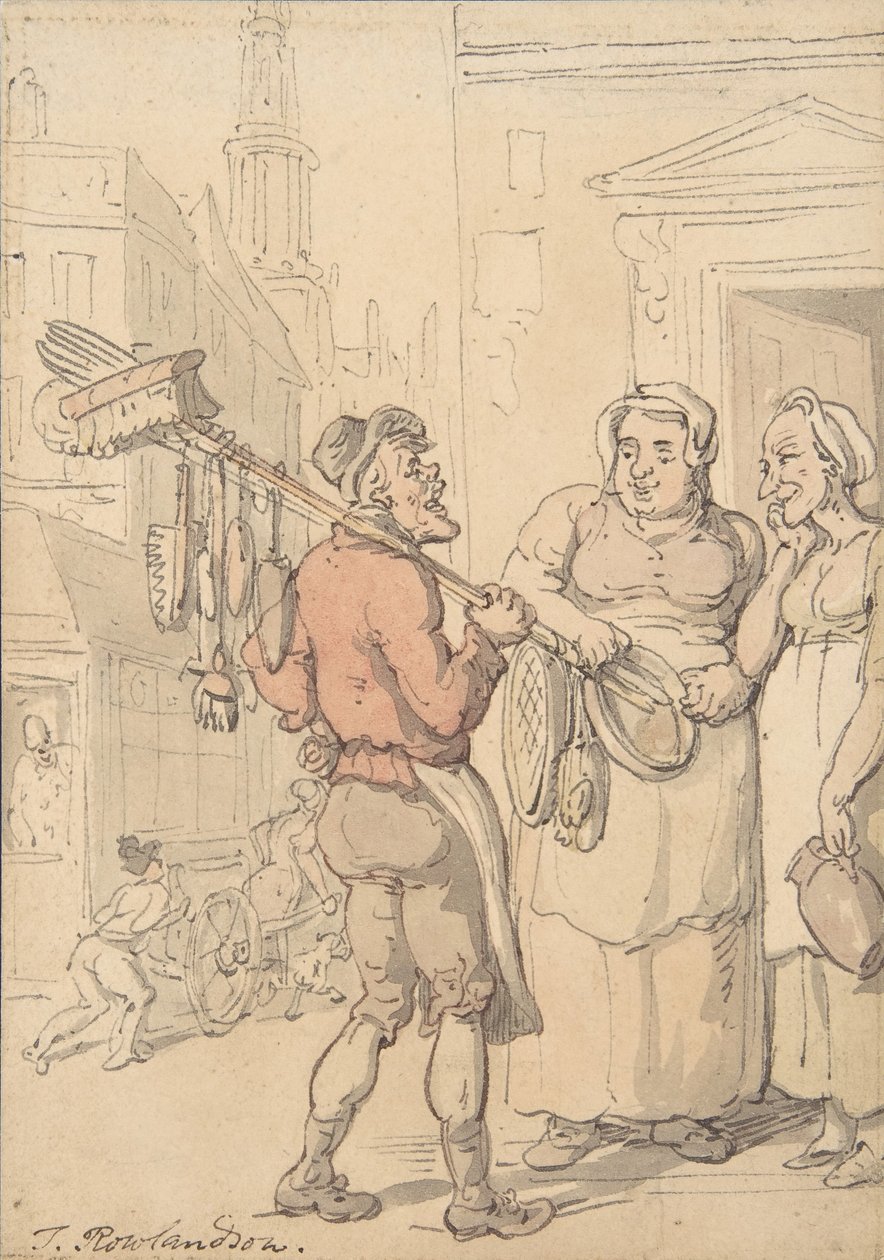 Gatubild: Försäljare av borstar, 1780-1827. av Thomas Rowlandson