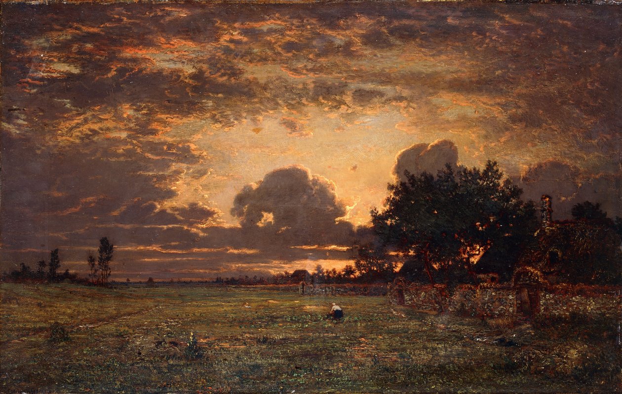 Solnedgång över Barbizon-slätten, av Thomas Rowlandson