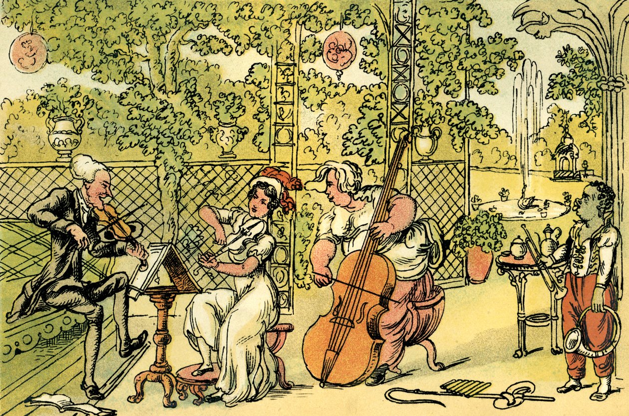 "Trädgårdstrion" av Thomas Rowlandson