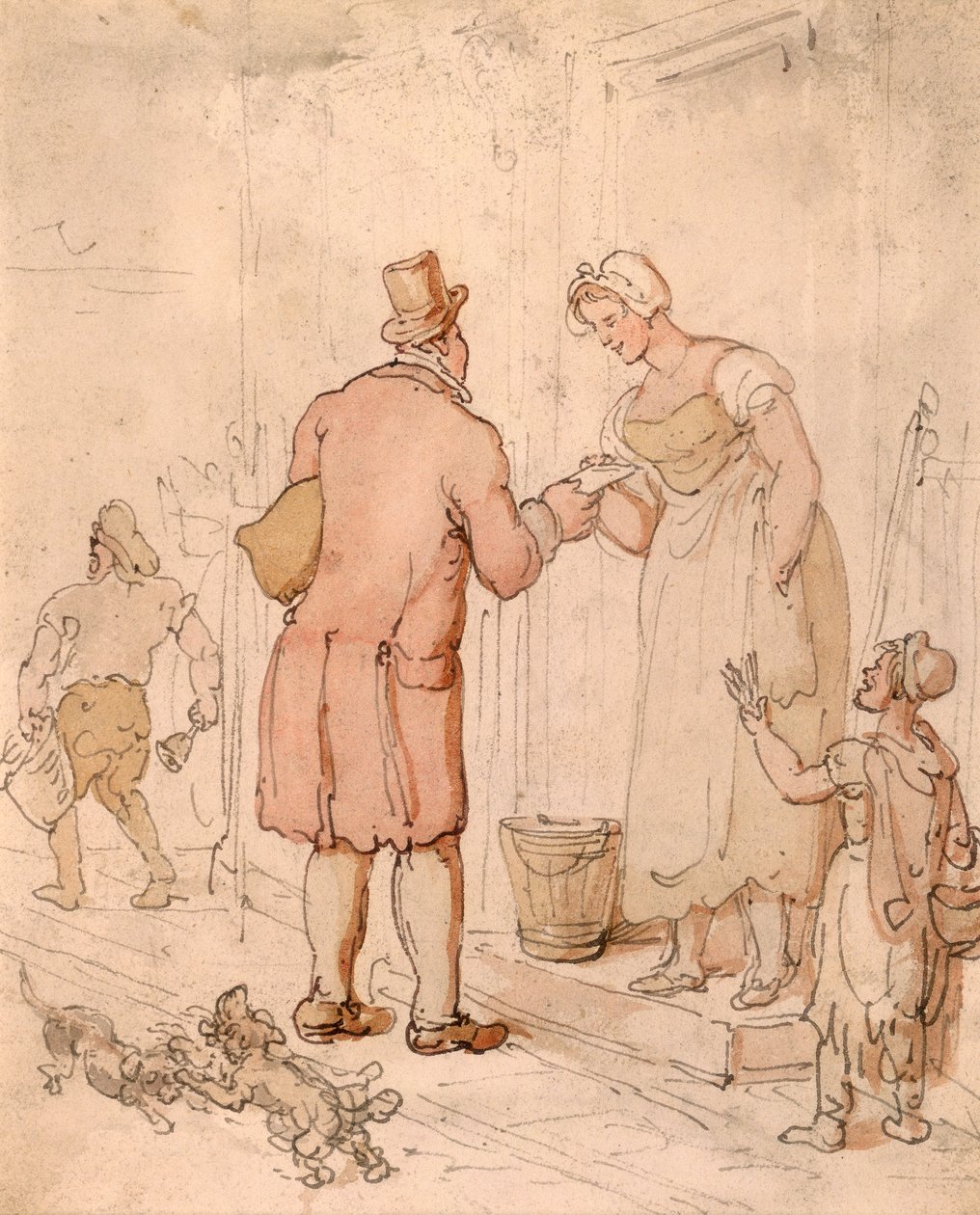 Brevbäraren, tidigt 1800-tal av Thomas Rowlandson