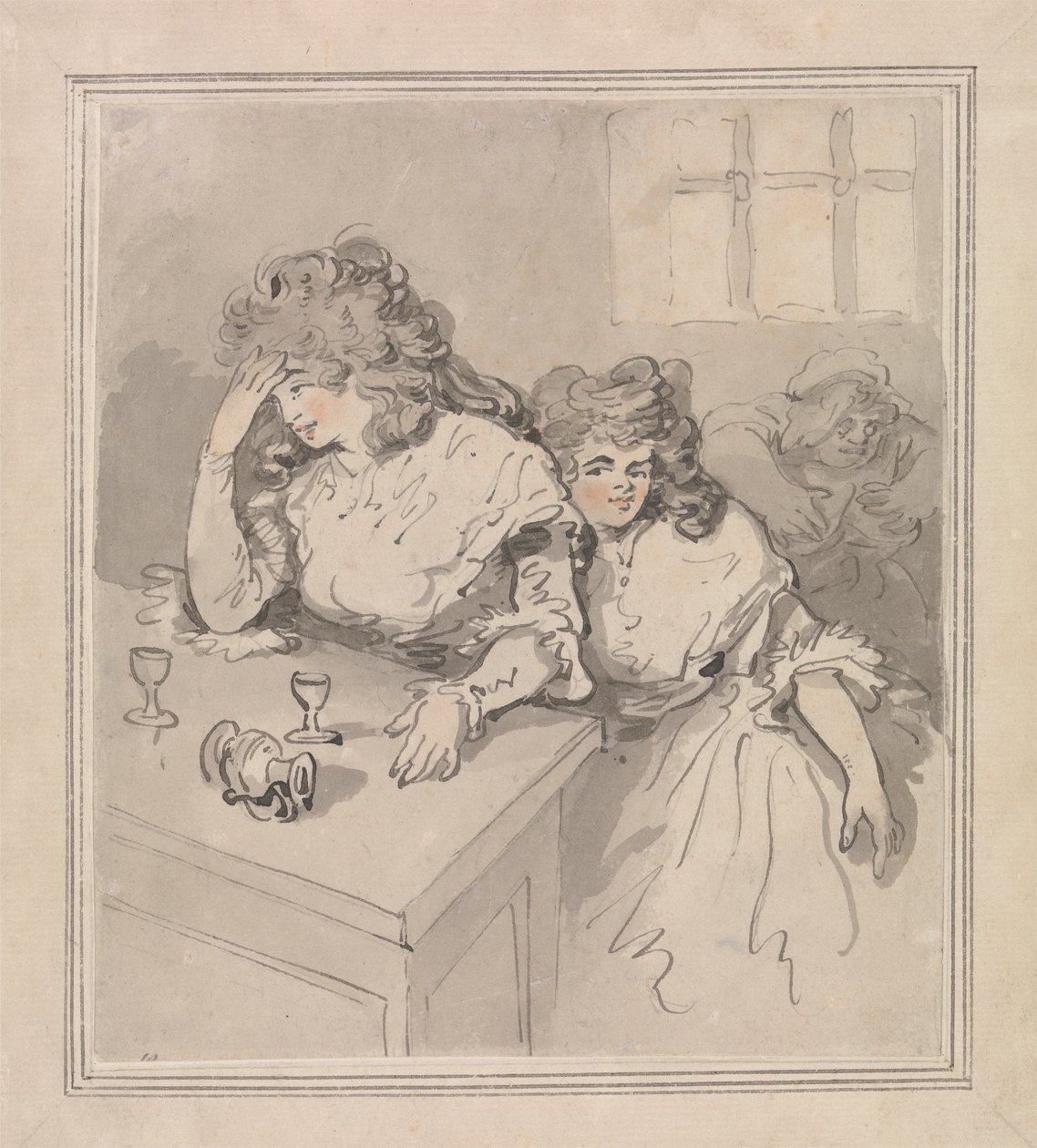 Två flickor som tippar av Thomas Rowlandson