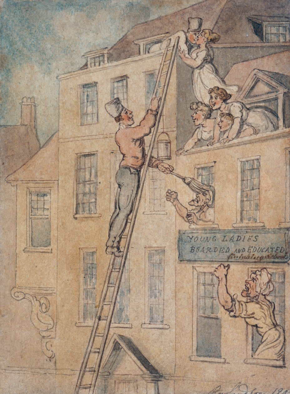 "Unga damer ombordade och utbildade", 1803 av Thomas Rowlandson