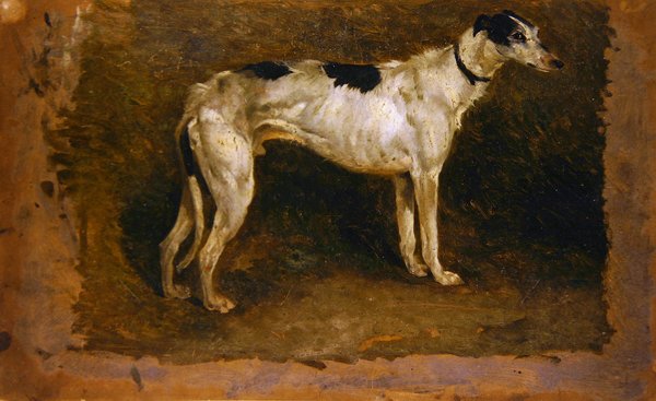 A Lurcher (olja på papper) av Thomas Sidney Cooper