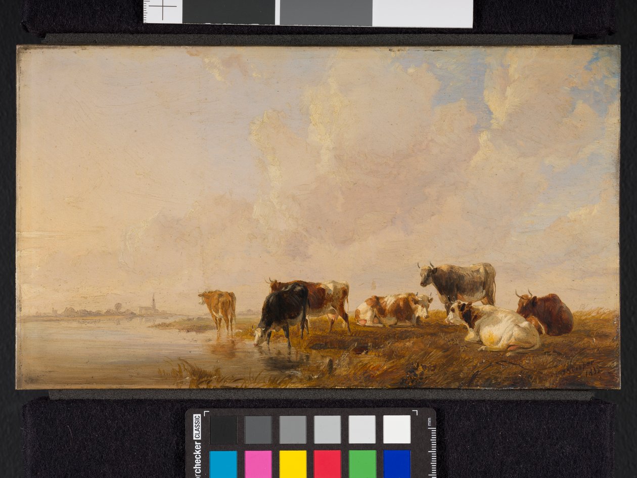 Boskap vid en flod, 1835 av Thomas Sidney Cooper