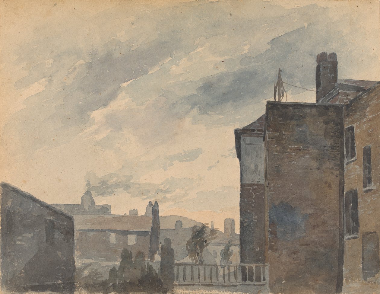 Stadsbild med byggnader av Thomas Sully