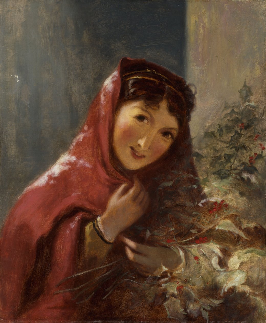 Lady Carrying Holly Branches, 1850 av Thomas Sully