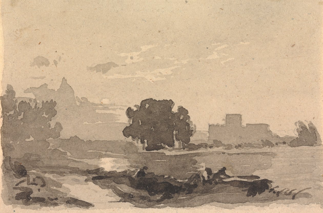 Landskap med slott i bakgrunden av Thomas Sully