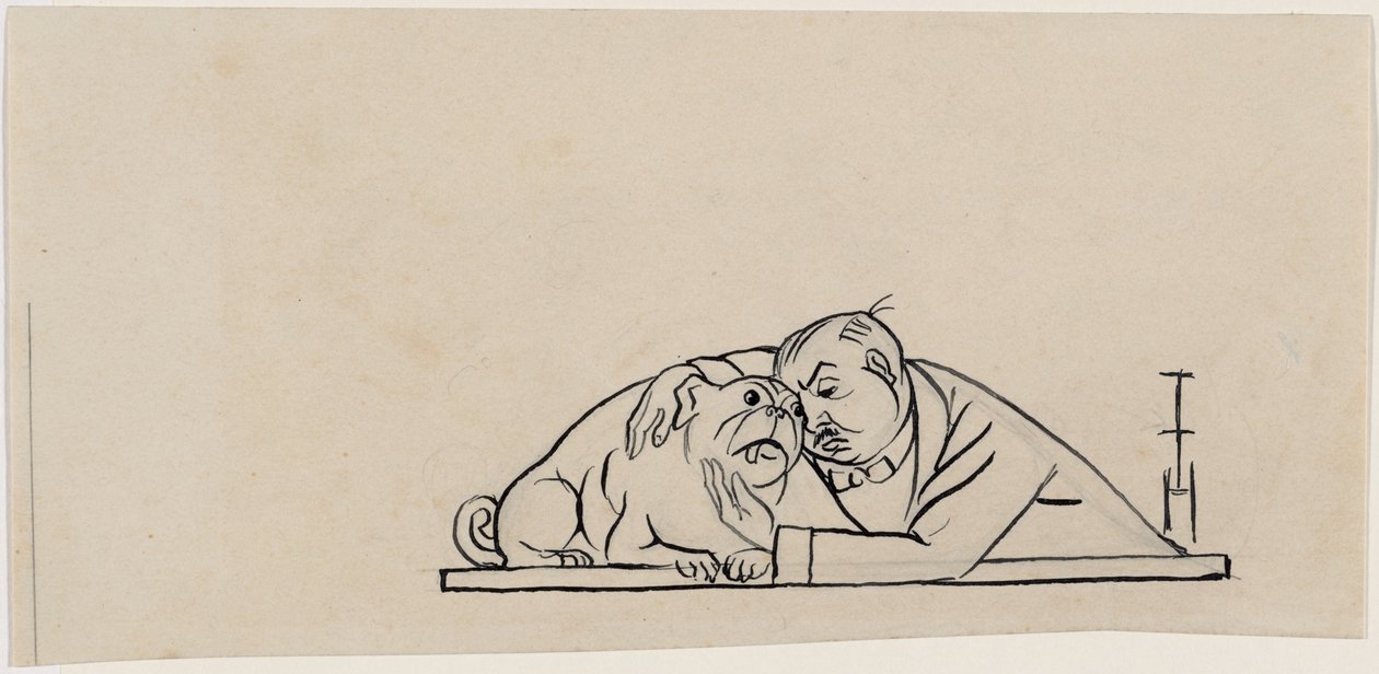 Självporträtt med mops av Thomas Theodor Heine