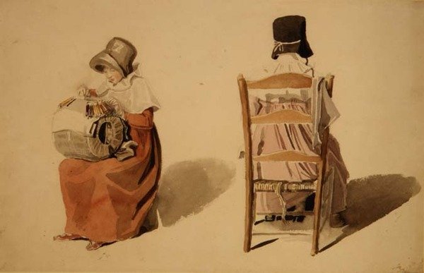 Snörning (akvarell) av Thomas Uwins