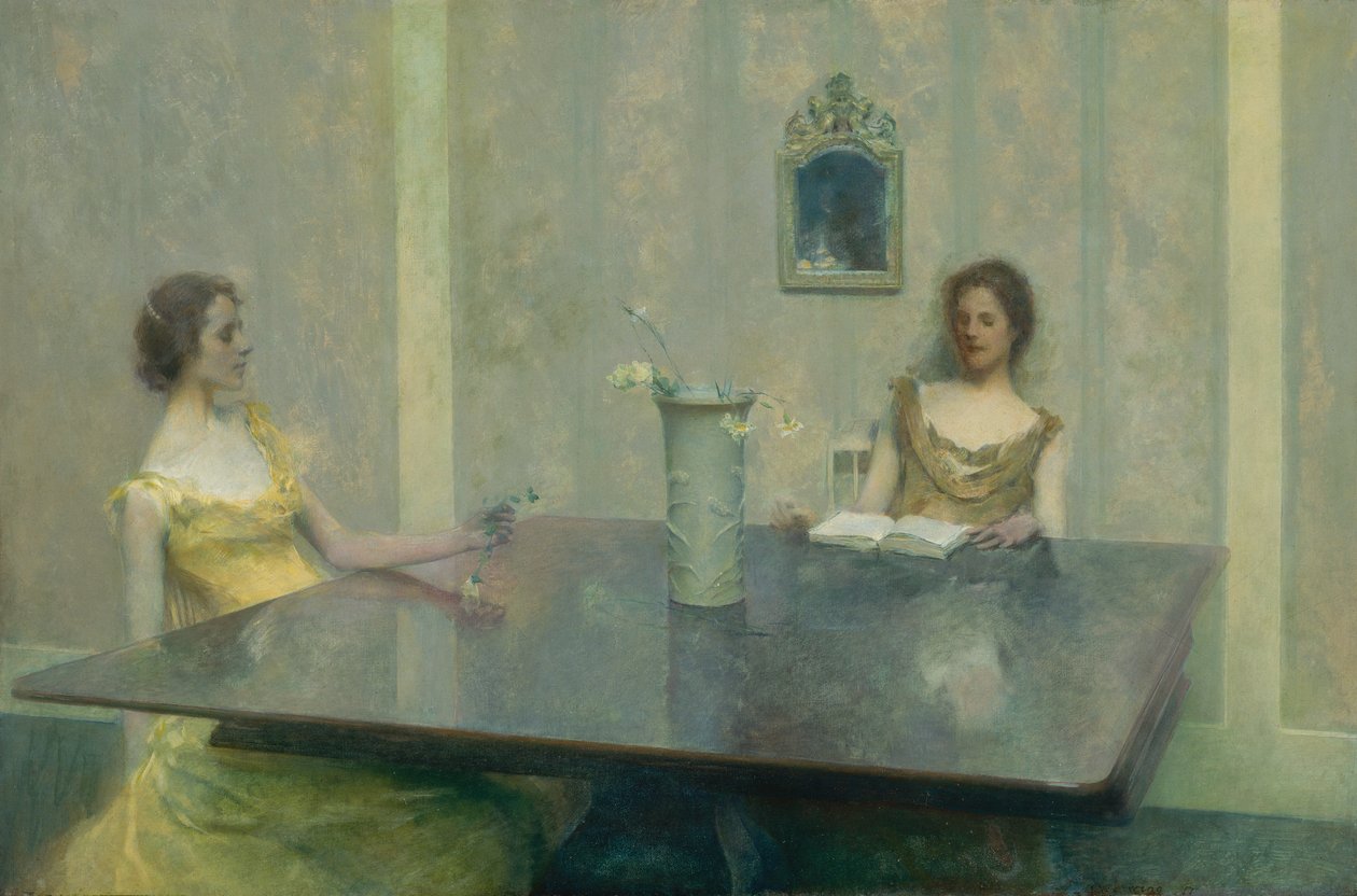 En läsning, 1897. av Thomas Wilmer Dewing