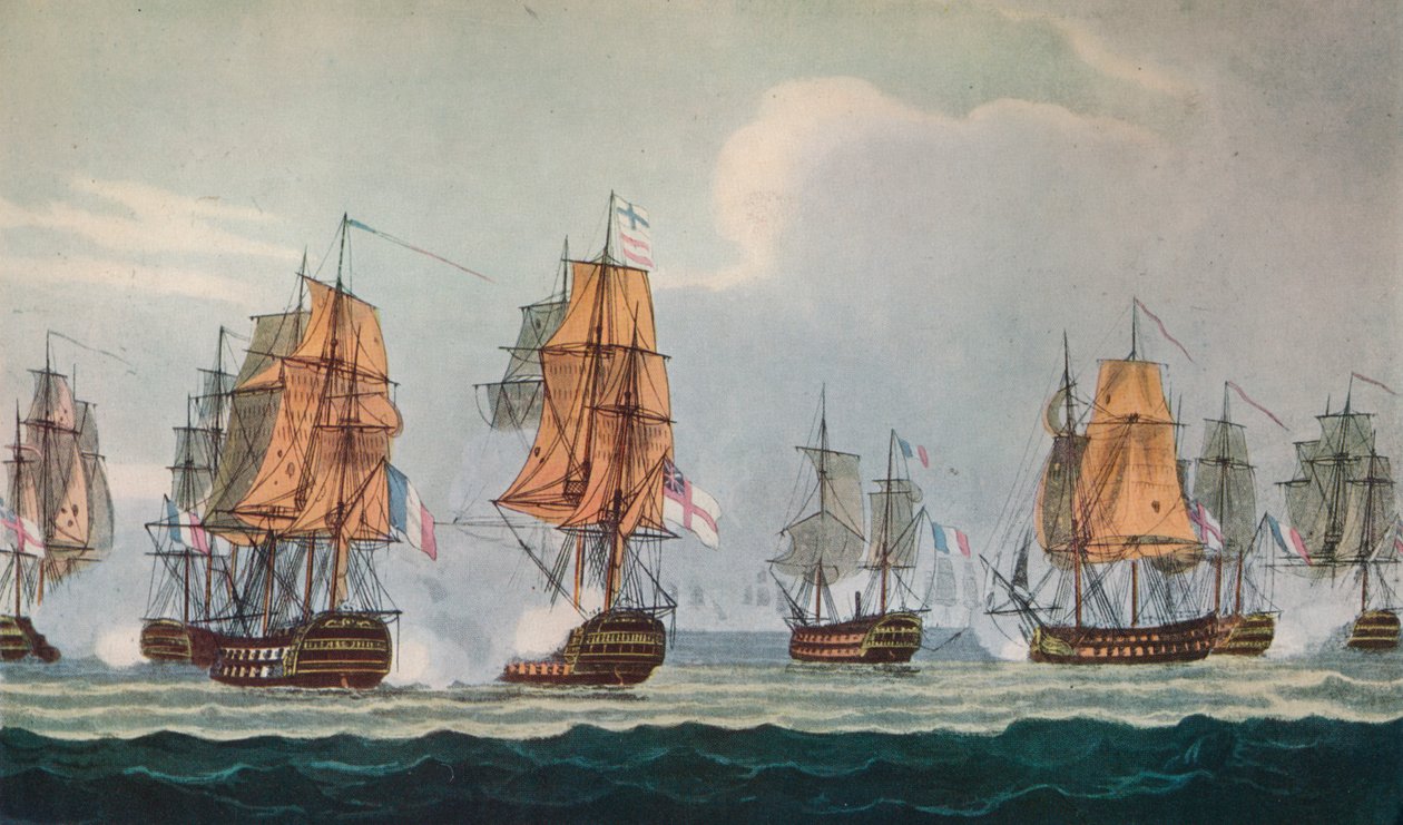 Strachans Action från Ferrol, c1806 av Thomas Whitcombe