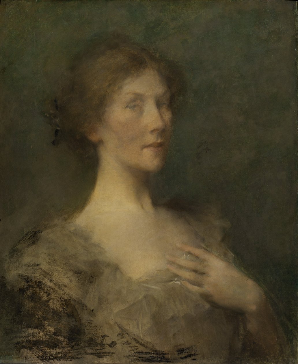 Porträtt av en dam av Thomas Wilmer Dewing