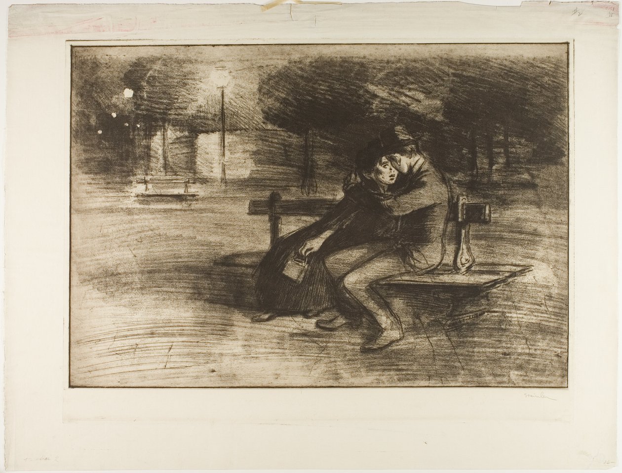 Kärlekspar på en bänk av Théophile Alexandre Pierre Steinlen