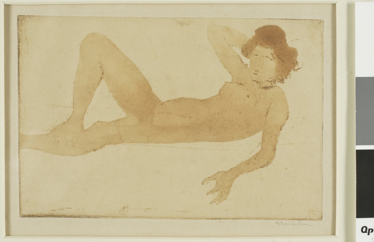 Liggande naken kvinna av Théophile Alexandre Pierre Steinlen
