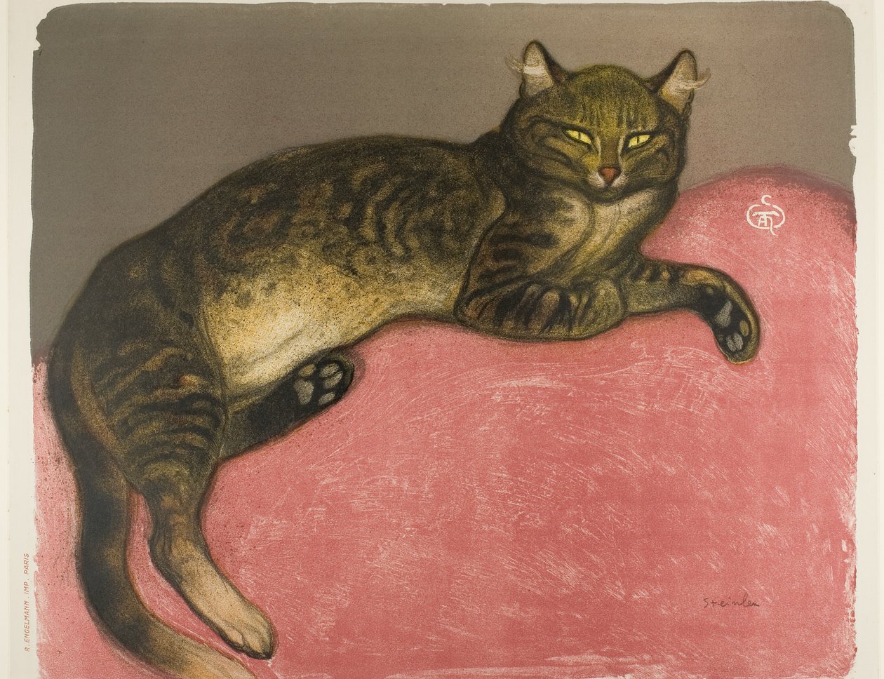 Vinter: Katt på en kudde av Théophile Alexandre Pierre Steinlen