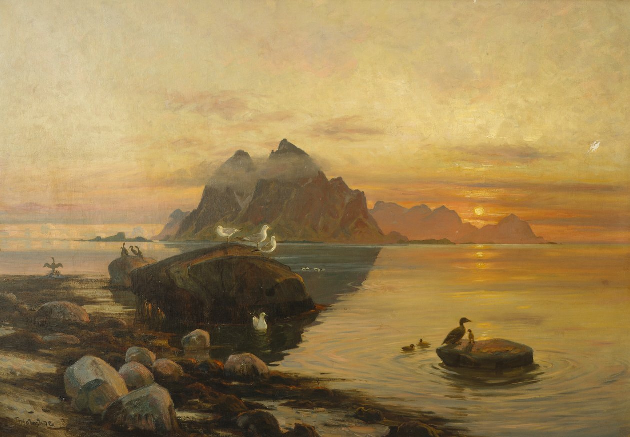 Fågelliv (olja på duk) av Thorolf Holmboe