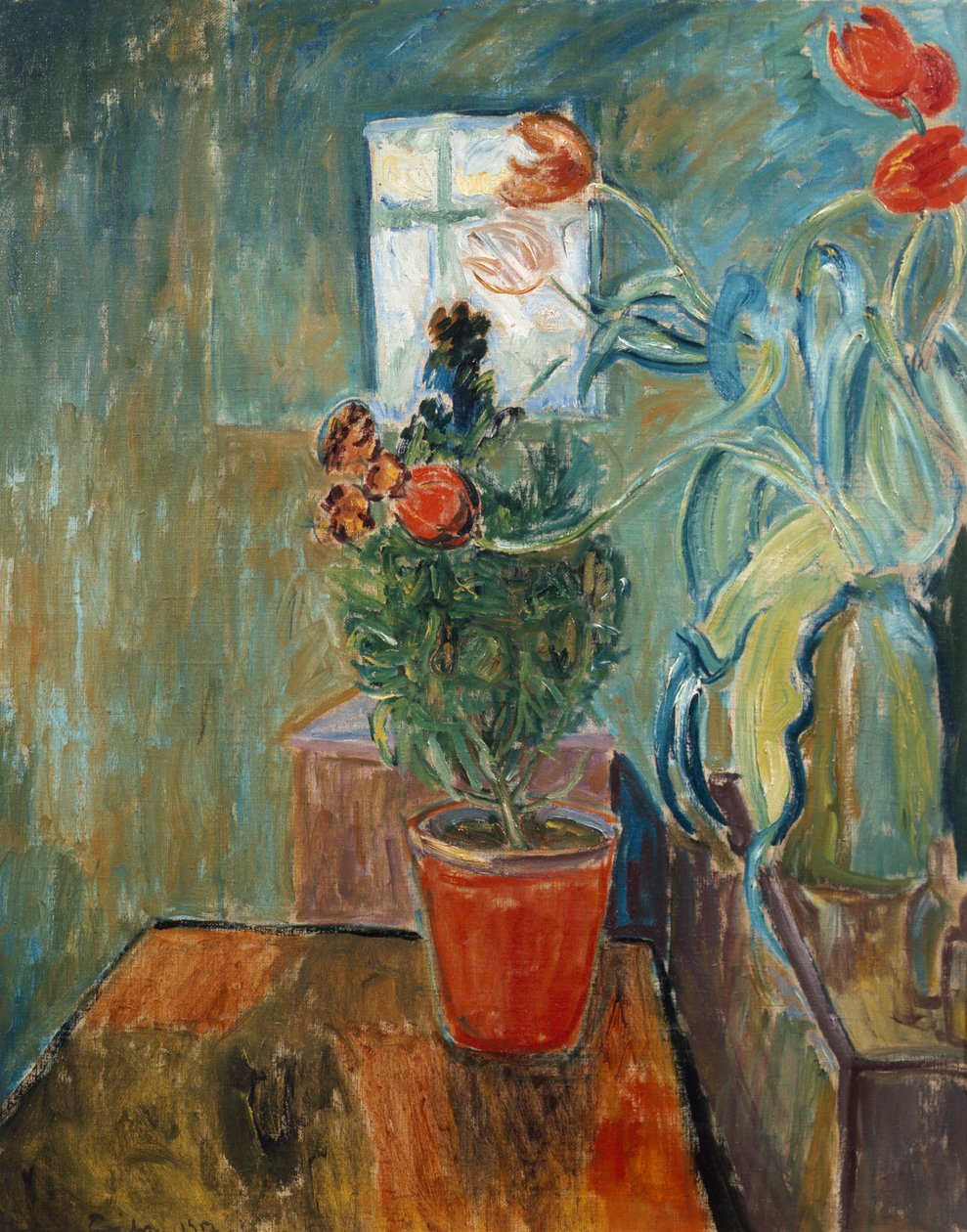 Väggblomma och tulpaner av Thorvald Erichsen