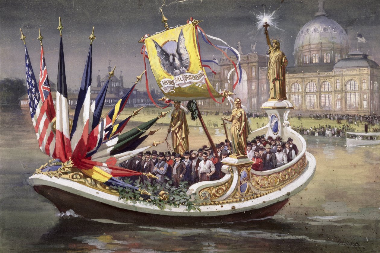 The Universal Brotherhood Barge på Worlds Columbian Exposition, Chicago, 1893 av Thure de Thulstrup