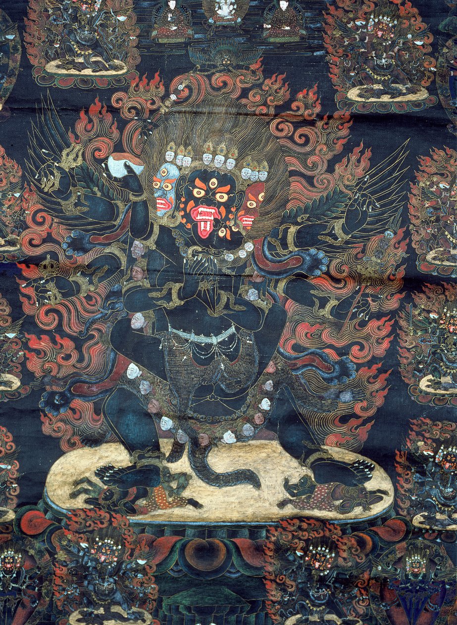 Mandala (målat pergament) av Tibetan School