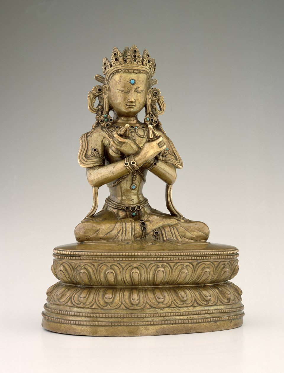 Vajradhara Buddha (kopparlegering och ädelstenar) av Tibetan School