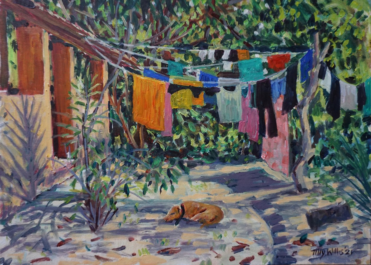 Laundry Shadows 2021 (olja) av Tilly Willis