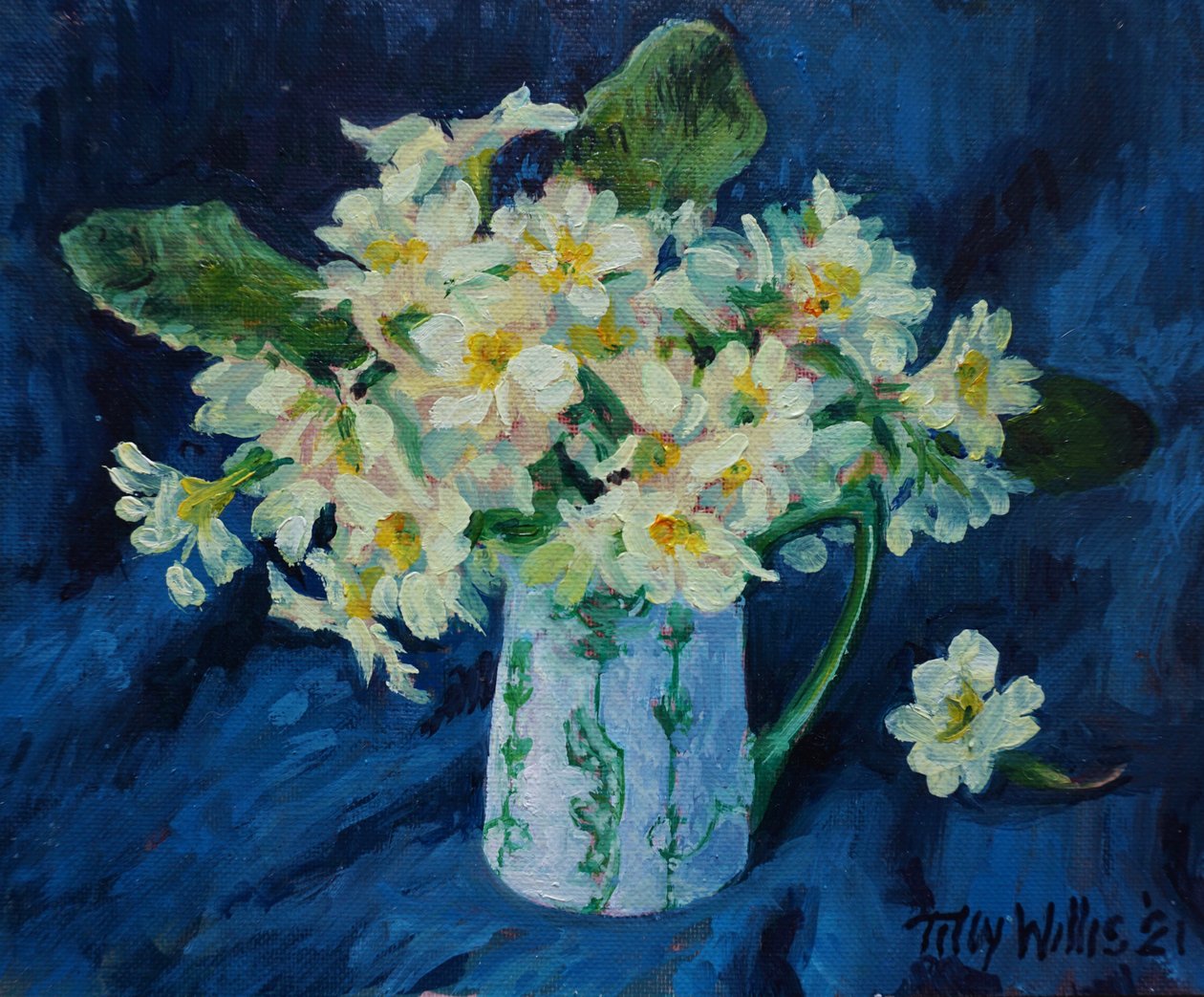 Primroses 2021 (olja) av Tilly Willis
