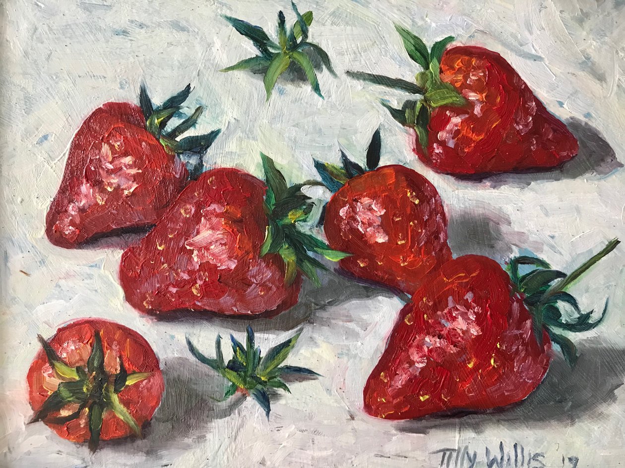 Jordgubbar 2019 (olja) av Tilly Willis