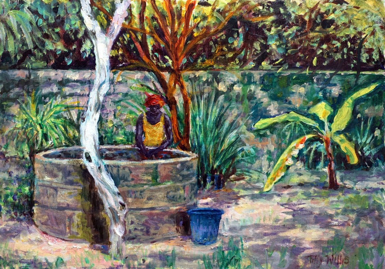 Trädgårdsbrunnen,2017,olja av Tilly Willis
