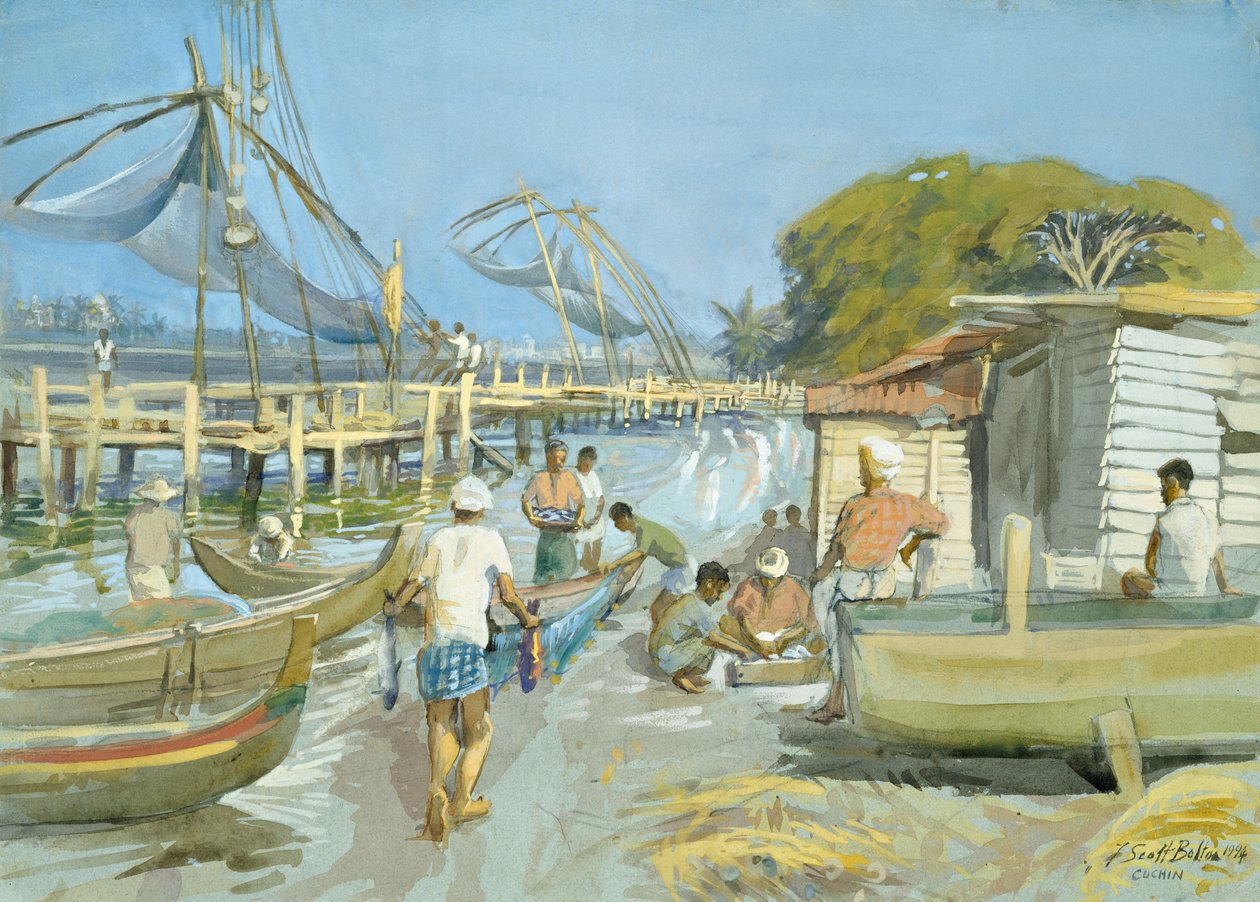 Fisknät nära Cochin, 1994 (wc) av Tim Scott Bolton